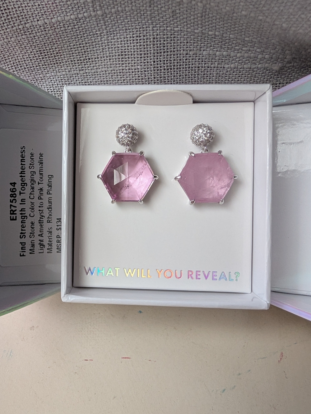 Bomb Party Hexagon Crystal Drop Earrings - Mental Health Awareness
